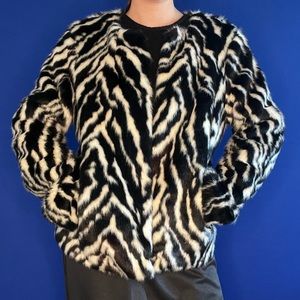 Tahari zebra faux fur jacket